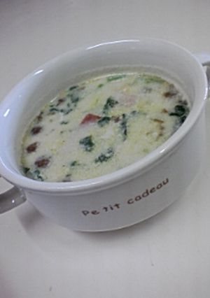 なめことほうれん草のふわふわミルクスープ-レシピのメイン写真
