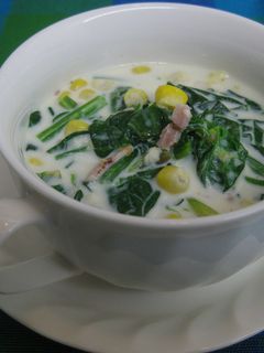 ホウレンソウの牛乳スープ レンジ作り-レシピのメイン写真