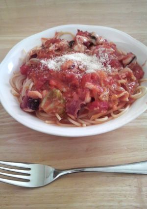 タコとキャベツのトマトソースパスタ-レシピのメイン写真