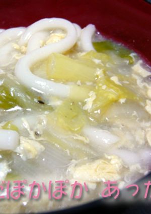 白菜と生姜入りの餡かけ風煮込みうどん-レシピのメイン写真