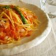 アスパラとベーコンのトマトソースパスタ*