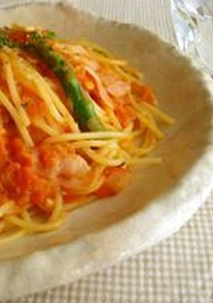 アスパラとベーコンのトマトソースパスタ＊-レシピのメイン写真