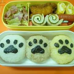 簡単キャラ弁☆３匹の猫の肉球おにぎり弁当-レシピのメイン写真