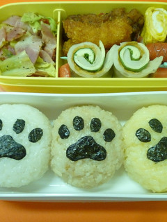 簡単キャラ弁☆3匹の猫の肉球おにぎり弁当-レシピのメイン写真