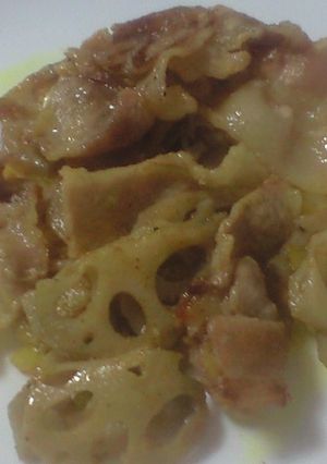 ハスと豚肉炒めカレー味-レシピのメイン写真