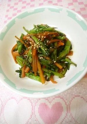 春菊の茎できんぴら♡-レシピのメイン写真