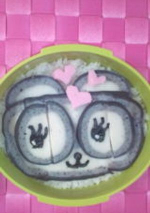 簡単キャラ弁パンダ弁当 黒かまぼこで-レシピのメイン写真
