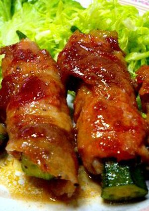 豚肉とベーコンのオクラ巻き巻き照り焼き♡-レシピのメイン写真