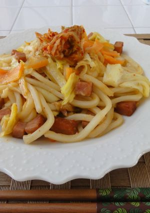スパムとキムチのピリ辛焼うどん☆-レシピのメイン写真