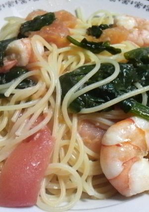 海老とほうれん草のバタソテスパ-レシピのメイン写真