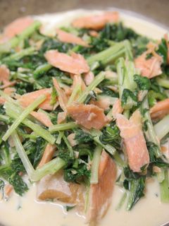 鮭と水菜のミルク炒め煮-レシピのメイン写真