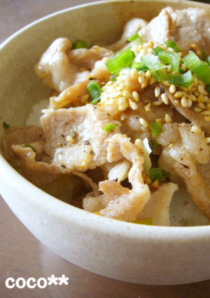 ぱぱっとできる☆ねぎ塩豚丼-レシピのメイン写真