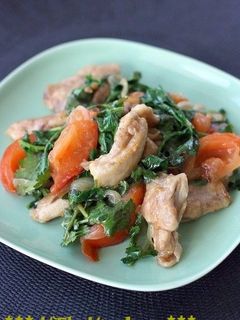 鶏肉とトマト、香菜のエスニック炒め-レシピのメイン写真