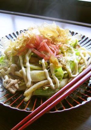 お好み焼き風♪焼きうどん-レシピのメイン写真