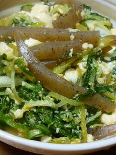 水菜とこんにゃくの炒め煮-レシピのメイン写真