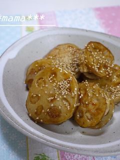 れんこんのはさみ焼き(甘酢だれ)-レシピのメイン写真