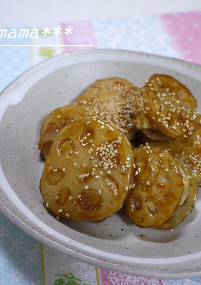 れんこんのはさみ焼き（甘酢だれ）-レシピのメイン写真