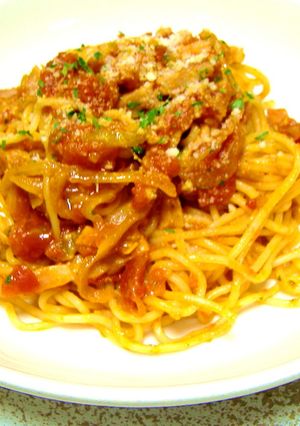 ベーコンとチーズのトマトソーススパゲティ-レシピのメイン写真