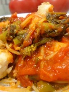メカジキと菜の花のトマトソースパスタ-レシピのメイン写真