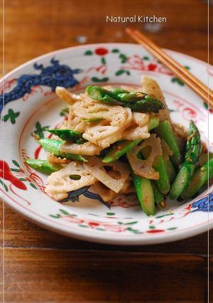 レンコンとアスパラの胡麻マヨ金平-レシピのメイン写真
