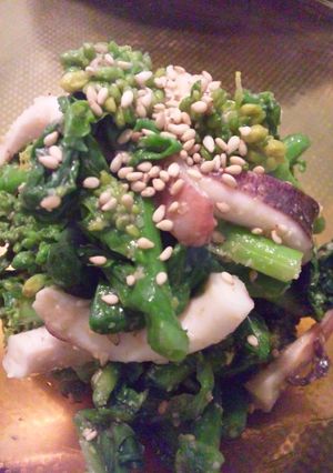 春レシピ♪菜の花とイカのごま酢味噌和え-レシピのメイン写真