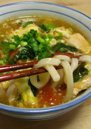 ふわふわ卵のトマトうどん-レシピのメイン写真