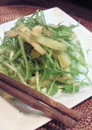 揚げ茄子と水菜の塩シーザーサラダ-レシピのメイン写真