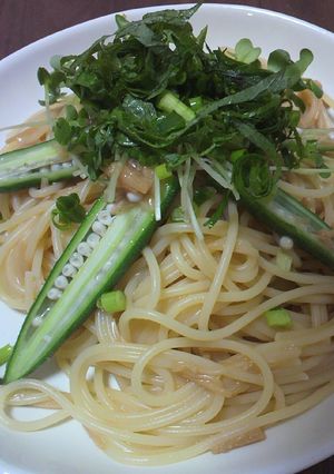 おくらとなめたけの柚子胡椒風味パスタ-レシピのメイン写真