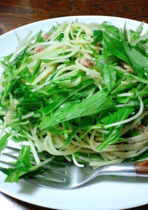 水菜とツナのﾊﾟｽﾀ-レシピのメイン写真