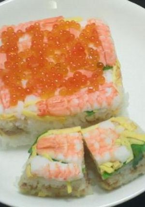 【ひな祭り】エビツナの押し寿司-レシピのメイン写真