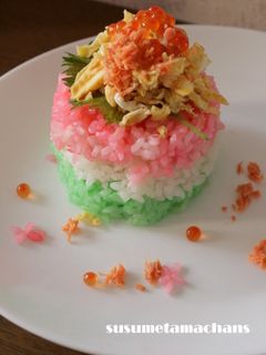ひなまつり◇菱餅風簡単3色ちらし寿司◇-レシピのメイン写真