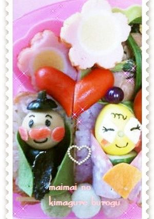 ゆで卵deあんぱんまん☆ひな祭りキャラ弁-レシピのメイン写真