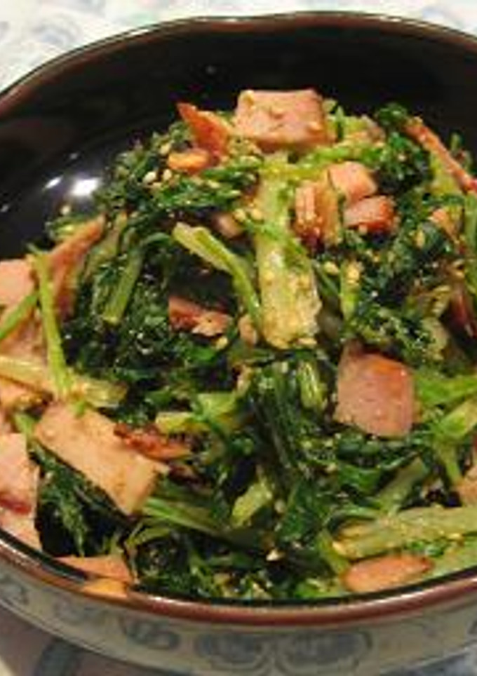 ゴマたっぷり♪焼豚と水菜のわさび和え☆-レシピのメイン写真