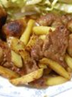 蓮根おから団子と豚肉・ポテトの炒め物-レシピのメイン写真