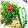 シメジとオクラの梅和えパスタ
