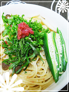 シメジとオクラの梅和えパスタ-レシピのメイン写真