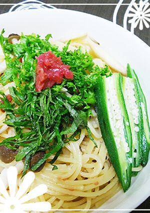 シメジとオクラの梅和えパスタ-レシピのメイン写真