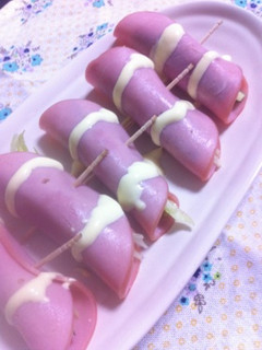 簡単!旨ハムの野菜巻サラダ-レシピのメイン写真