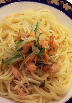鮭と水菜のペペロンチーノ-レシピのメイン写真