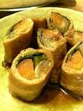 豚しゃぶ肉でごぼうとにんじんの八幡巻き