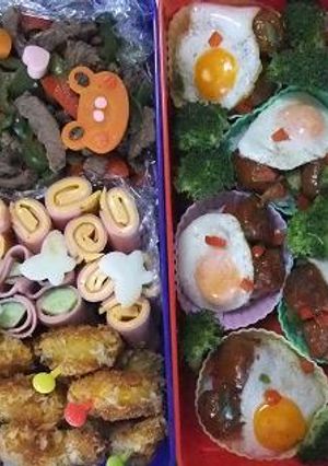 ★運動会のお弁当（ミニロコモコ丼）★-レシピのメイン写真