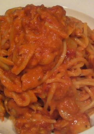 ツナとシーフードのトマトクリームパスタ-レシピのメイン写真