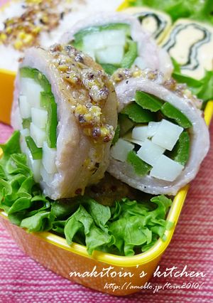 お弁当の…ポテトとピーマンのピリっと肉巻-レシピのメイン写真