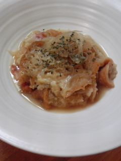 オニオンスープで食べるパン粥-レシピのメイン写真