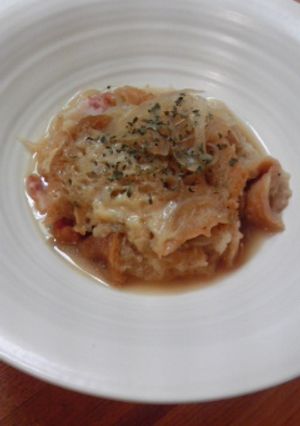オニオンスープで食べるパン粥-レシピのメイン写真