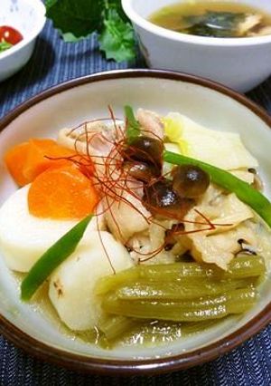 蕗と鶏肉と茹で干し大根の洋風煮-レシピのメイン写真