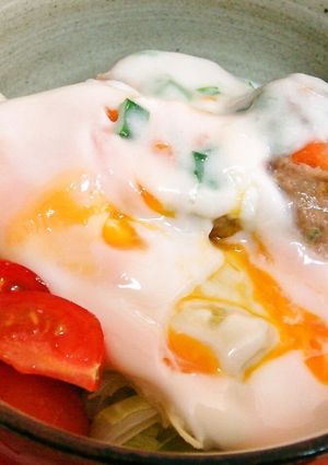 シリコンスチーマーでロコモコ丼-レシピのメイン写真