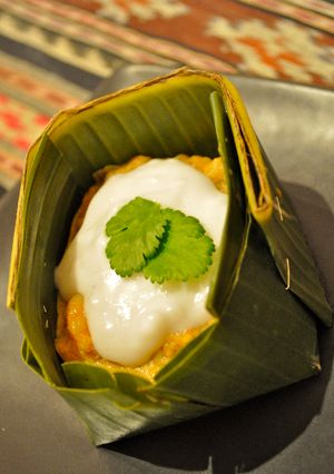 海老とマグロのバナナリーフ蒸し*タイ料理-レシピのメイン写真