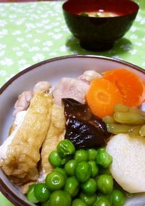 ふきとえんどう豆と鶏肉の煮物-レシピのメイン写真