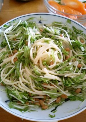 水菜と納豆の超簡単スパゲティ　一人ランチ-レシピのメイン写真